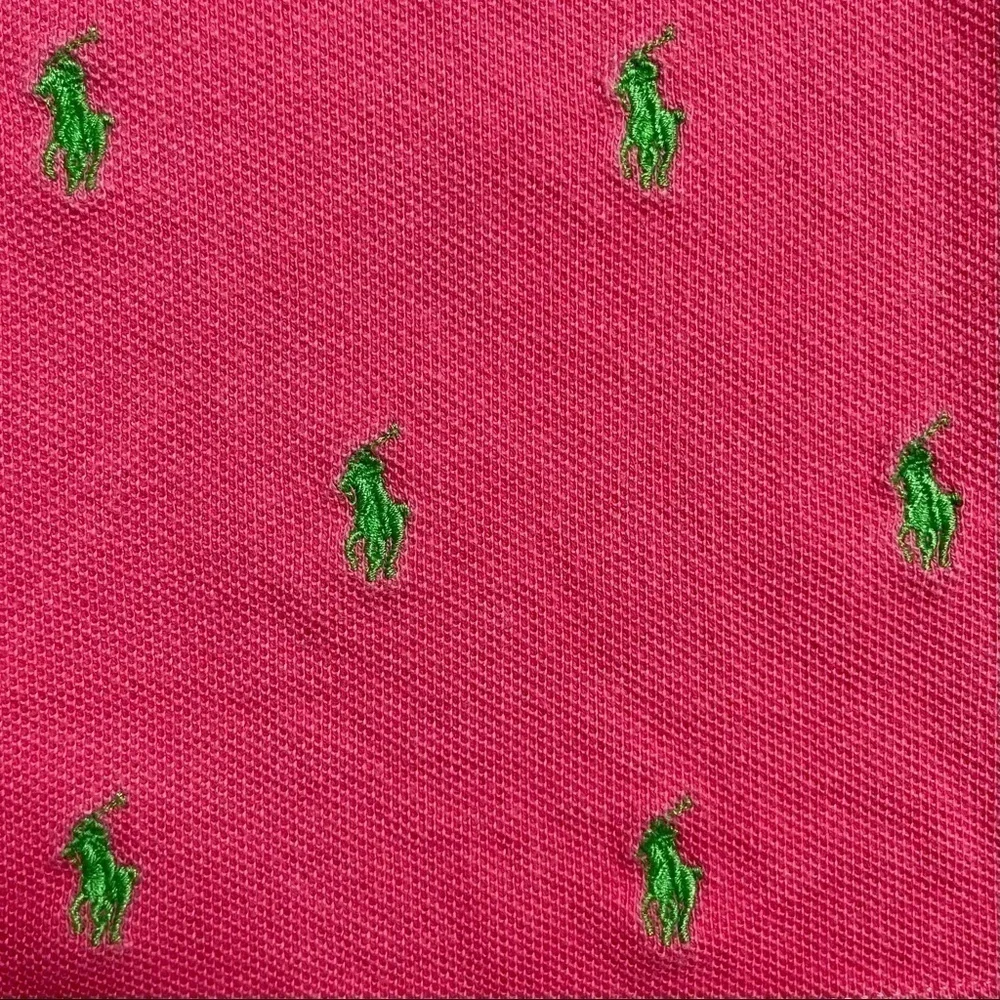 Ralph Lauren 18M Colorblock Polo Dress White Pink Multi-Pony Pattern Embroidered